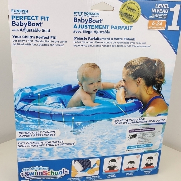 Kids SwimSchool Fun Fish BabyBoat in Blue by Aqua Leisure 6-24 months New - Picture 7 of 12